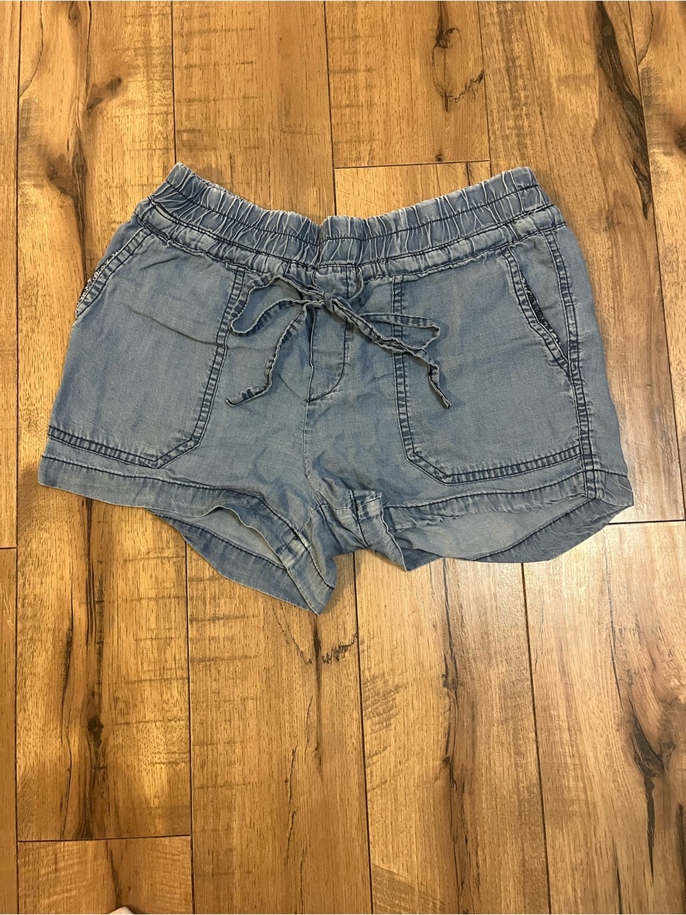 Casual Drawstring Light Blue Women's Shorts